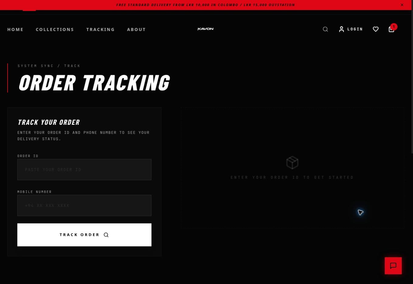 KAVON order tracking